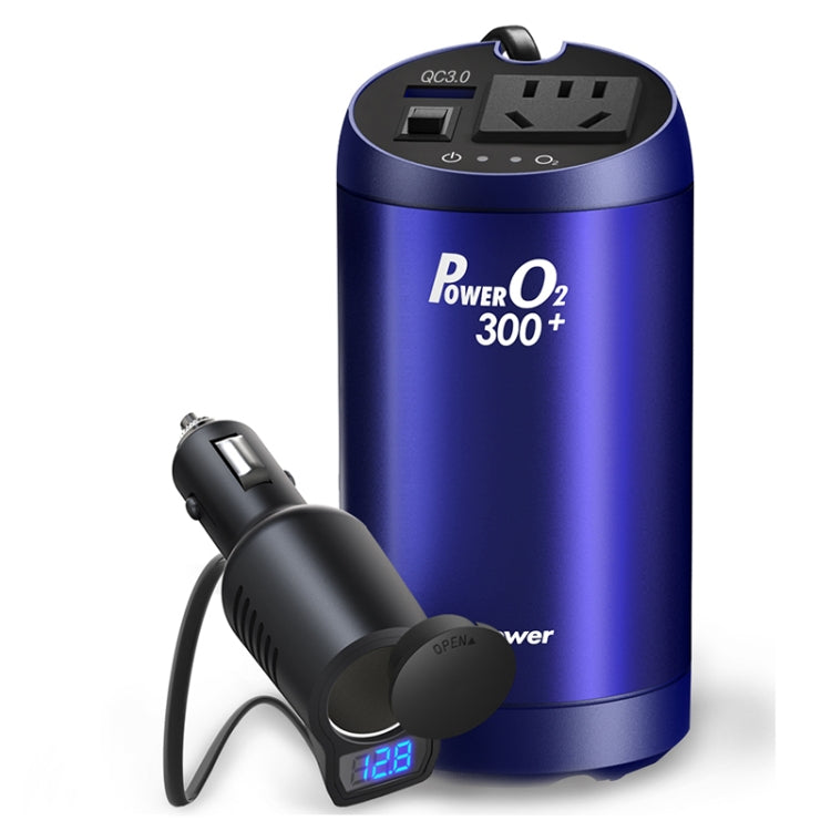 XPower T300 Plus DC 12V to AC 220V Car Multi-functional Power Inverter 2.4A USB Charger Adapter + Negative Ions Air Cleaner, with Battery Voltage Detection Function