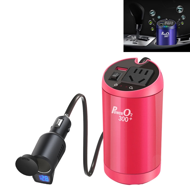 XPower T300 Plus DC 12V to AC 220V Car Multi-functional Power Inverter 2.4A USB Charger Adapter + Negative Ions Air Cleaner, with Battery Voltage Detection Function