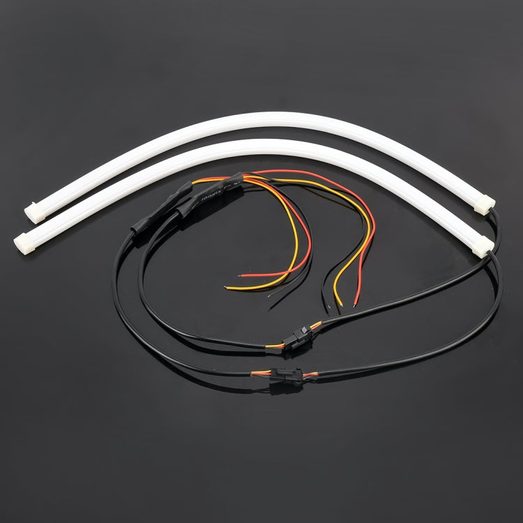 2 PCS 12V Car Daytime Running Lights Soft Article Lamp, Red+ Yellow Light, Length: 45cm