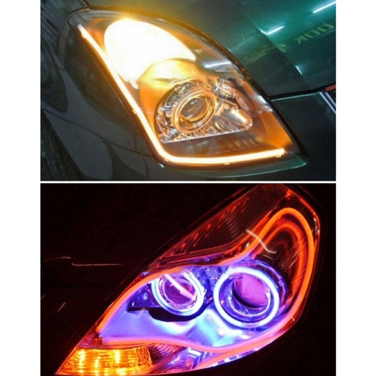 2 PCS 12V Car Daytime Running Lights Soft Article Lamp, Red+ Yellow Light, Length: 45cm