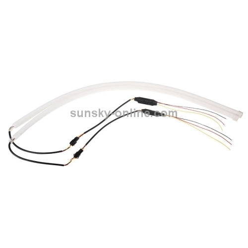 2 PCS 12V Car Daytime Running Lights Soft Article Lamp, Red + Yellow Light, Length: 85cm