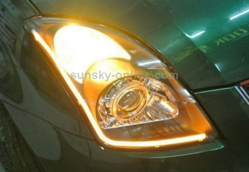 2 PCS 12V Car Daytime Running Lights Soft Article Lamp, Red + Yellow Light, Length: 85cm