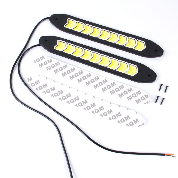 2 PCS 10W 1000LM 6000K White+Yellow Light COB LED Daytime Running Light,DC 12V