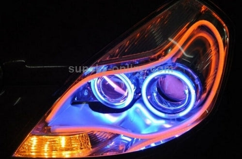 2 PCS 12V Car Daytime Running Lights Soft Article Lamp, Blue + Yellow Light, Length: 85cm