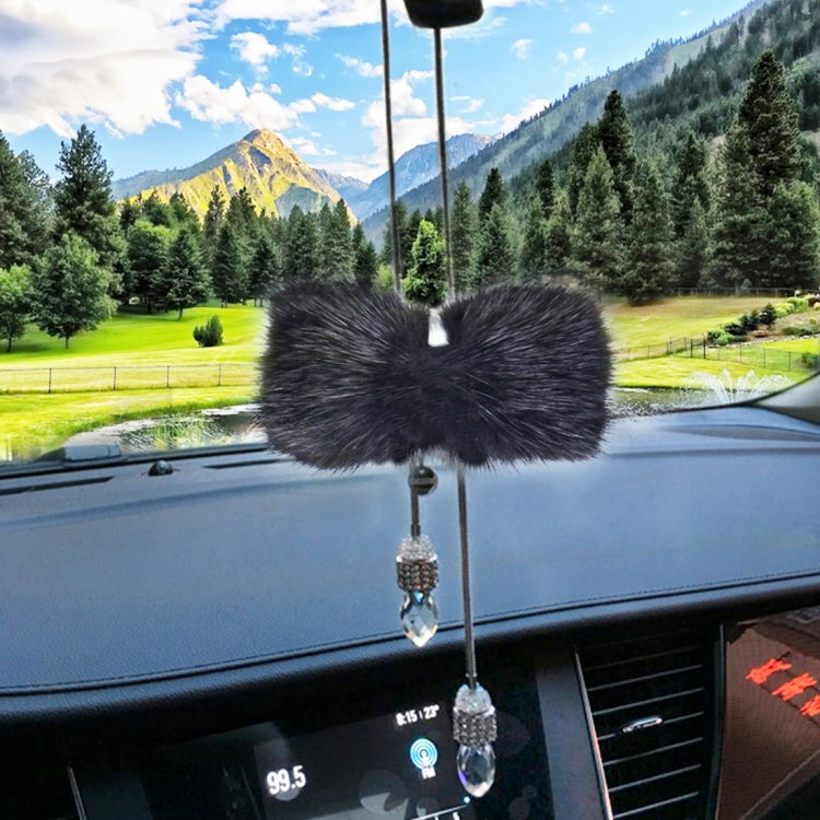 Lovely Handcrafted Car Ornaments Mink Bowknot Hanging Decoration
