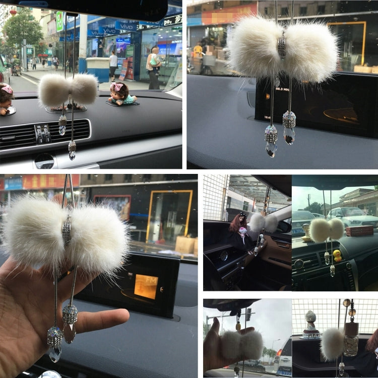 Lovely Handcrafted Car Ornaments Mink Bowknot Hanging Decoration