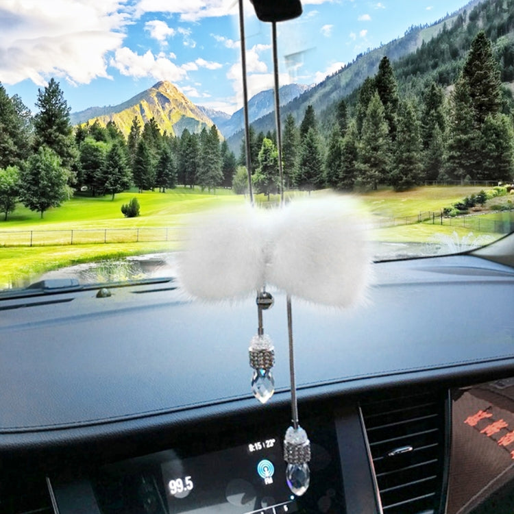 Lovely Handcrafted Car Ornaments Mink Bowknot Hanging Decoration