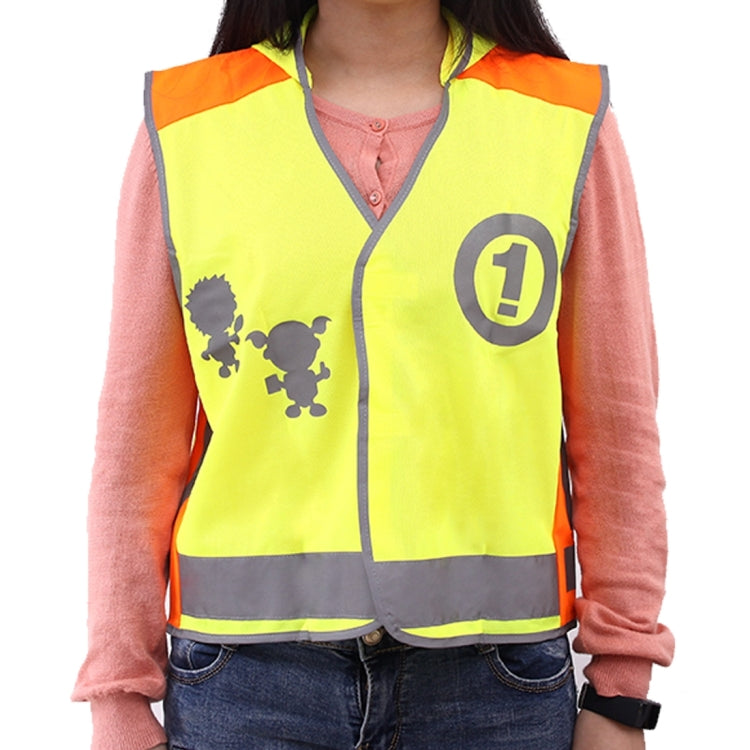 OQSPORT High Visibility Children Safety Reflective Vest Kids Traffic Warning Safe Fluorescent Clothing with Hat(Yellow)