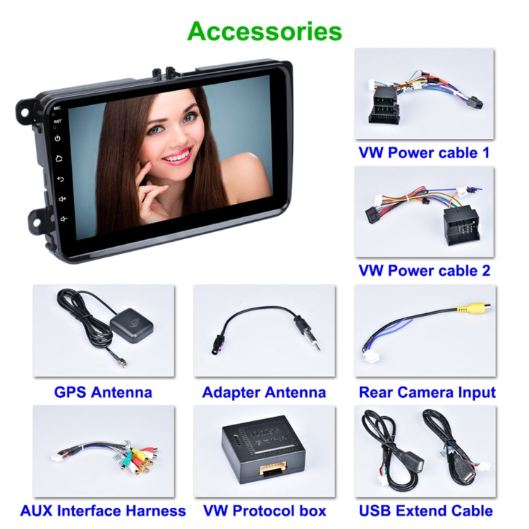 HD 8 inch Car Android 8.0 Radio Receiver MP5 Player for Volkswagen, Support FM & Bluetooth & TF Card & GPS, with Decoder