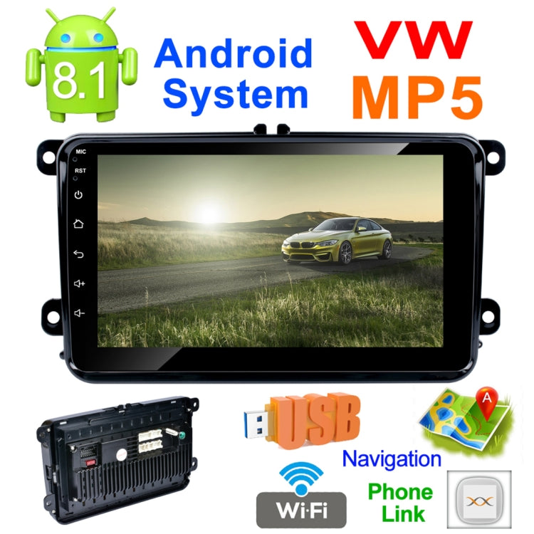 HD 8 inch Car Android 8.0 Radio Receiver MP5 Player for Volkswagen, Support FM & Bluetooth & TF Card & GPS, with Decoder
