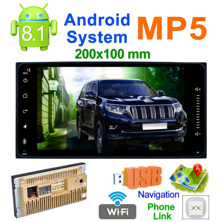HD 7 inch Car Android 8.0 Radio Receiver MP5 Player for Toyota, Support FM & AM & Bluetooth &  Phone Link & GPS