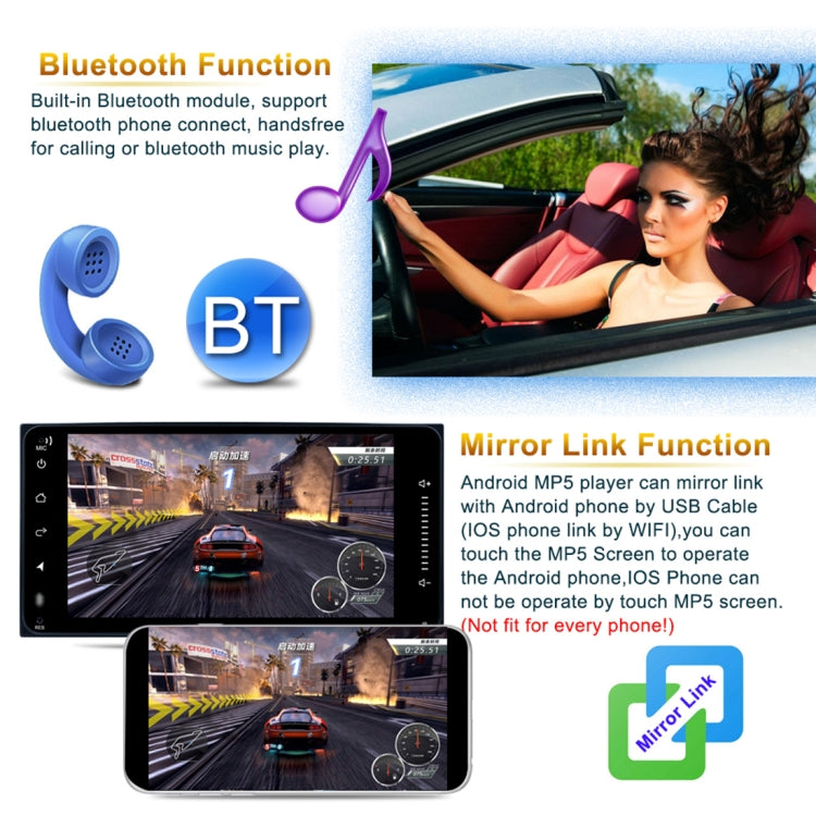 HD 7 inch Car Android 8.0 Radio Receiver MP5 Player for Toyota, Support FM & AM & Bluetooth &  Phone Link & GPS