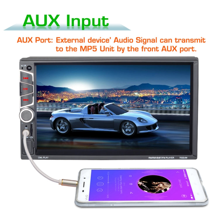 7032UM HD 7 inch Universal Car Radio Receiver MP5 Player, Support FM & AM & Bluetooth & TF Card & Hand-free Calling & Phone Link