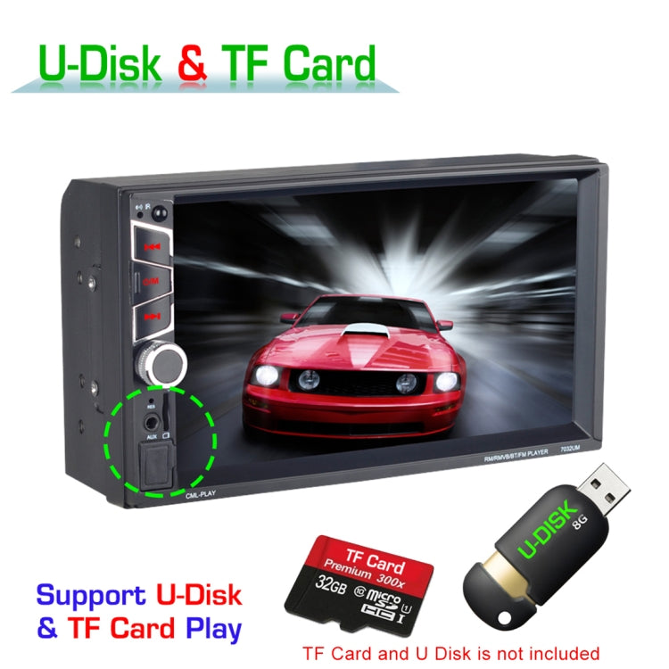 7032UM HD 7 inch Universal Car Radio Receiver MP5 Player, Support FM & AM & Bluetooth & TF Card & Hand-free Calling & Phone Link