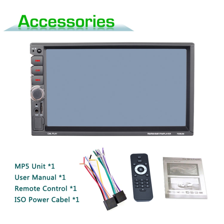 7036UM HD 7 inch Universal Car Radio Receiver MP5 Player, Support FM & AM & Bluetooth & TF Card & Hand-free Calling & Phone Link
