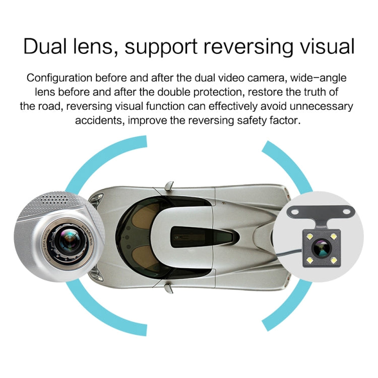 V100 7 inch LCD Touch Screen Rear View Mirror Car Recorder with Separate Camera, 170 Degree Wide Angle Viewing, Support Night Vision / Loop Video / Motion Detection / G-Sensor / TF Card