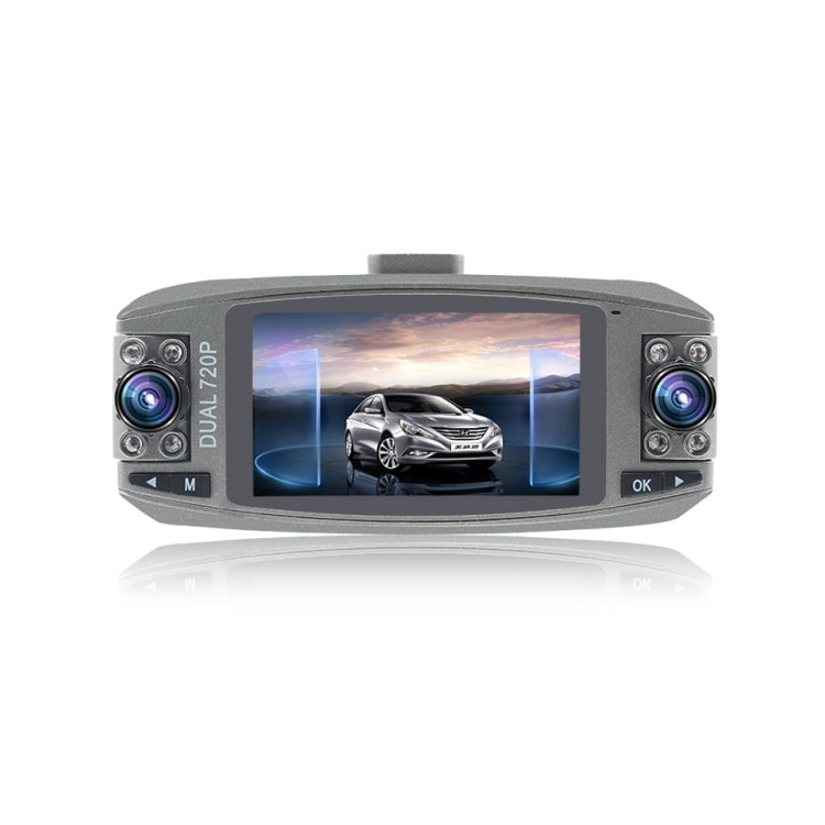 F80 2.7 inch LCD Screen Car Recorder, Dual 120 Degree Wide Angle Viewing, Support Night Vision / Loop Video / Motion Detection / G-Sensor / TF Card