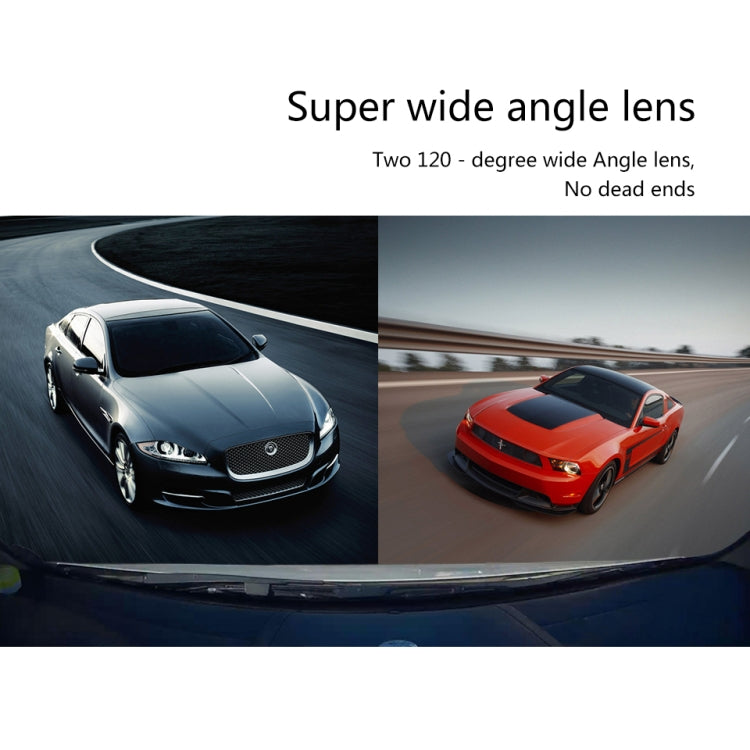 F80 2.7 inch LCD Screen Car Recorder, Dual 120 Degree Wide Angle Viewing, Support Night Vision / Loop Video / Motion Detection / G-Sensor / TF Card