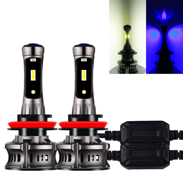 2 PCS XT7 H11 / H8 DC8-48V / 25W / 6500K / 2000LM IP67 Car LED Headlight Lamps, with Blue Devil Eye Running Lamp / 6 CSP Lamps