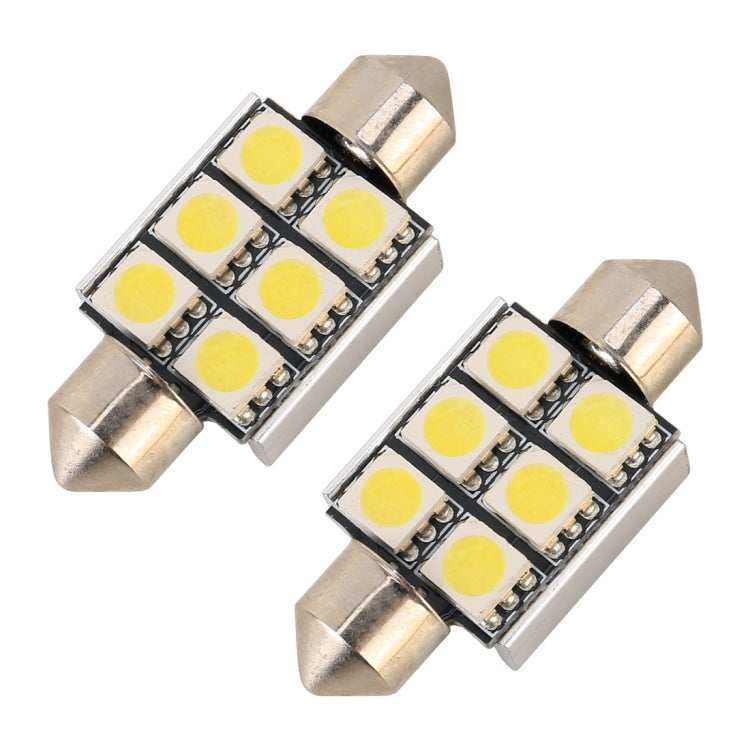 10 PCS 36mm DC12V / 2W / 7000K / 80LM 6LEDs SMD-5050 Car Reading Lamp(White Light)