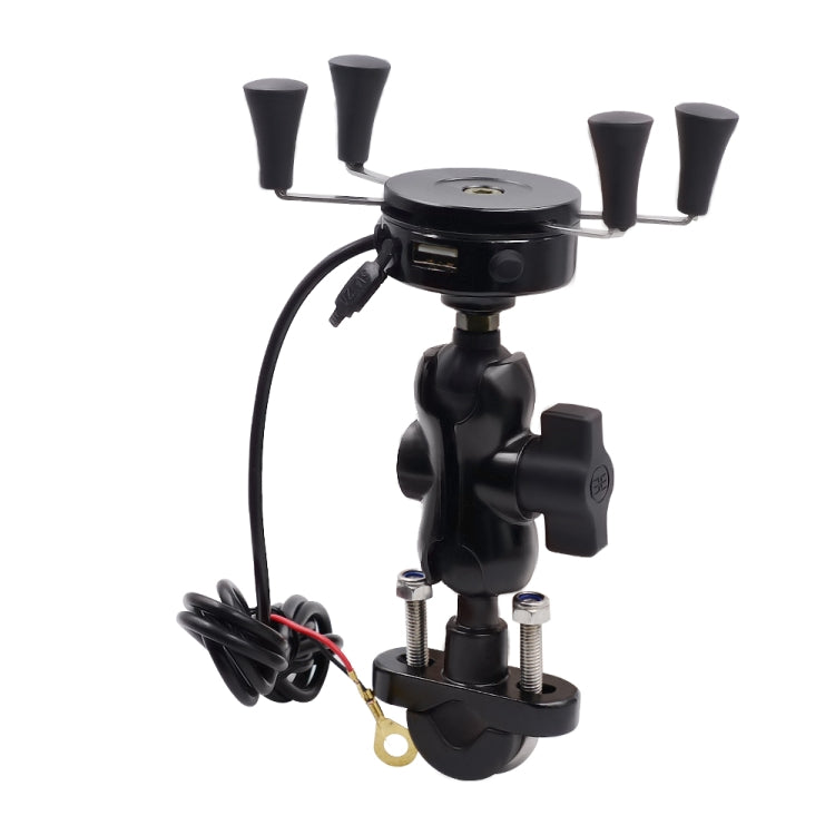 Motorcycle X Shape Aluminum Alloy Phone Bracket 5V 2.1A Phone Charger