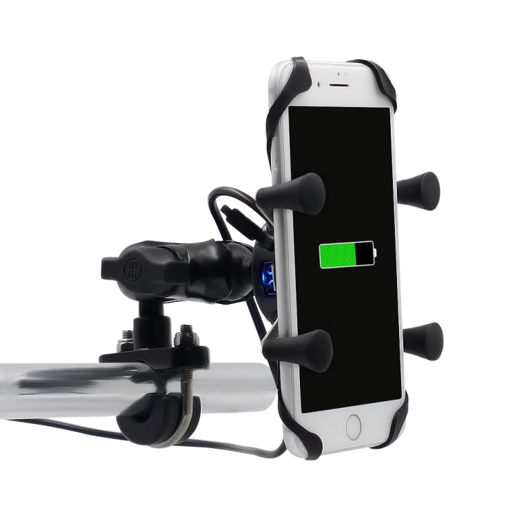 Motorcycle X Shape Aluminum Alloy Phone Bracket 5V 2.1A Phone Charger