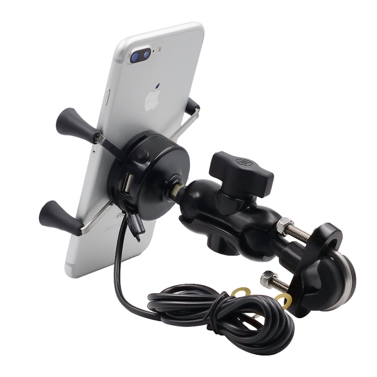 Motorcycle X Shape Aluminum Alloy Phone Bracket 5V 2.1A Phone Charger