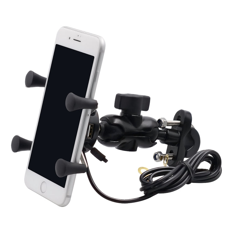 Motorcycle X Shape Aluminum Alloy Phone Bracket 5V 2.1A Phone Charger