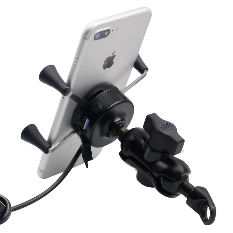 Motorcycle X Shape Aluminum Alloy Phone Bracket 5V 2.1A Phone Charger