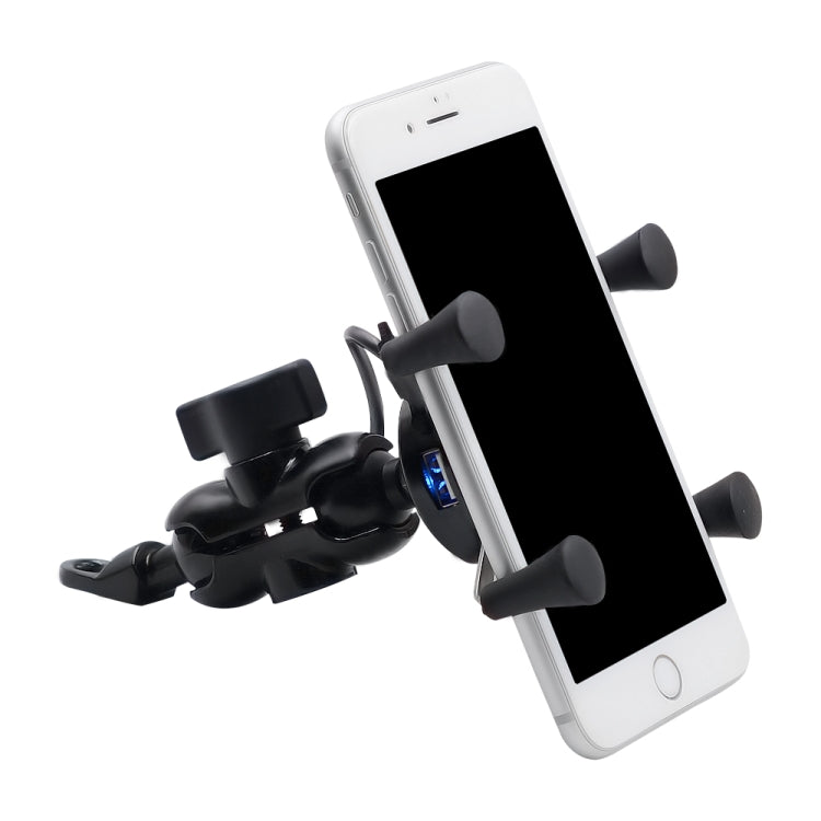 Motorcycle X Shape Aluminum Alloy Phone Bracket 5V 2.1A Phone Charger