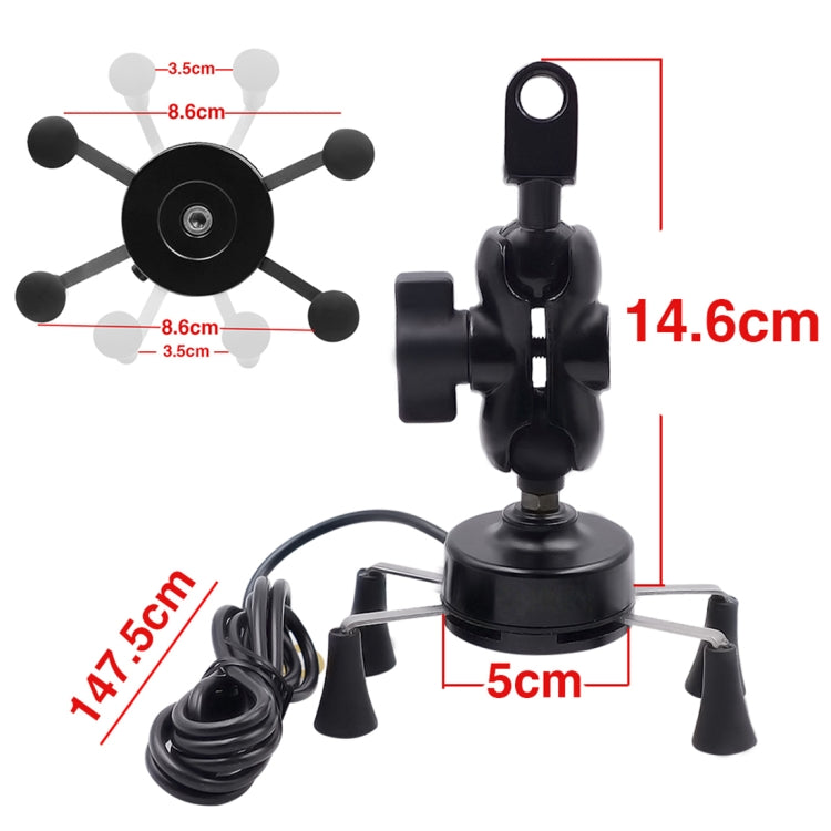 Motorcycle X Shape Aluminum Alloy Phone Bracket 5V 2.1A Phone Charger