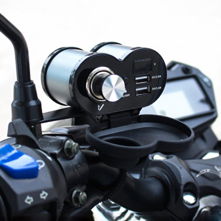 Portable Motorcycle Aluminum Alloy Dual USB Charger Cigarette Lighter