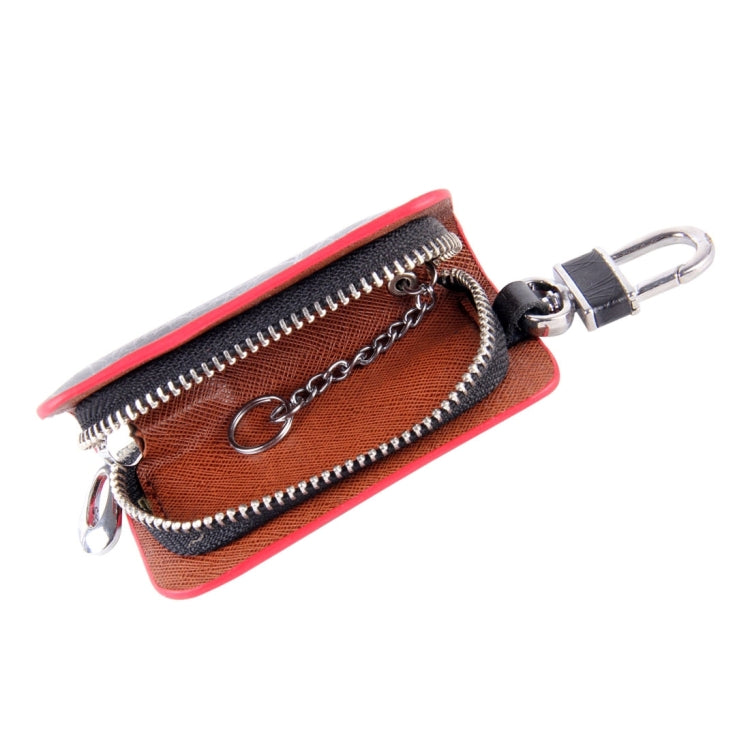 Universal Leather Roots Texture Waist Hanging Zipper Wallets Key Holder Bag (No Include Key)