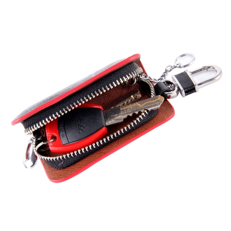 Universal Leather Roots Texture Waist Hanging Zipper Wallets Key Holder Bag (No Include Key)