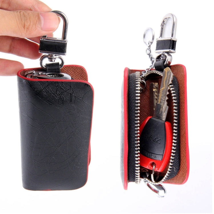 Universal Leather Roots Texture Waist Hanging Zipper Wallets Key Holder Bag (No Include Key)