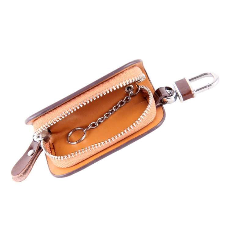 Universal Leather Wood Grain Texture Waist Hanging Zipper Wallets Key Holder Bag (No Include Key)