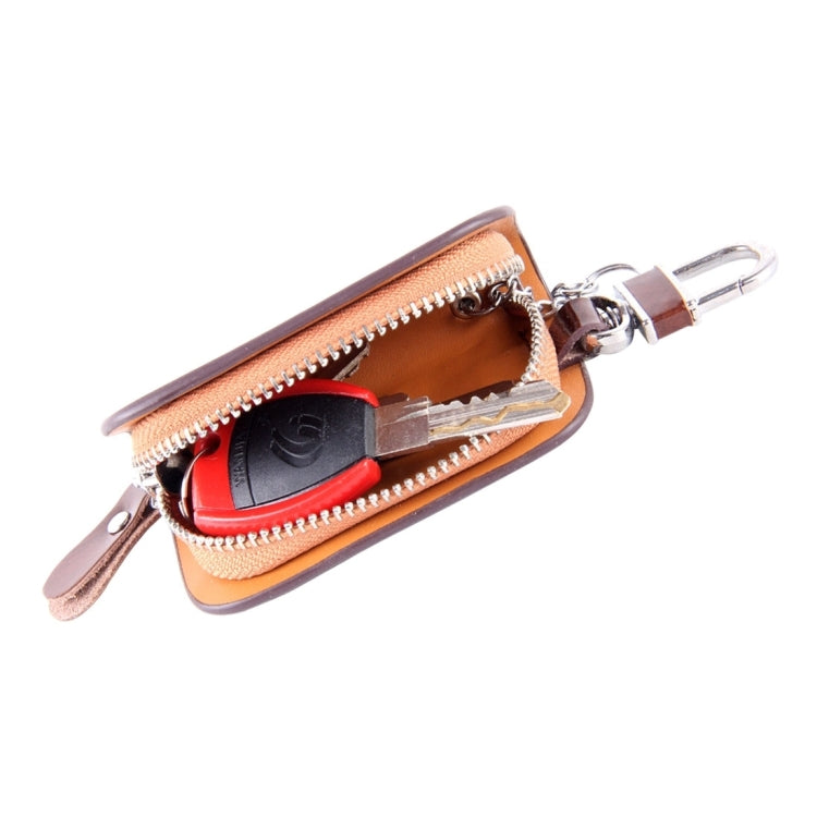 Universal Leather Wood Grain Texture Waist Hanging Zipper Wallets Key Holder Bag (No Include Key)