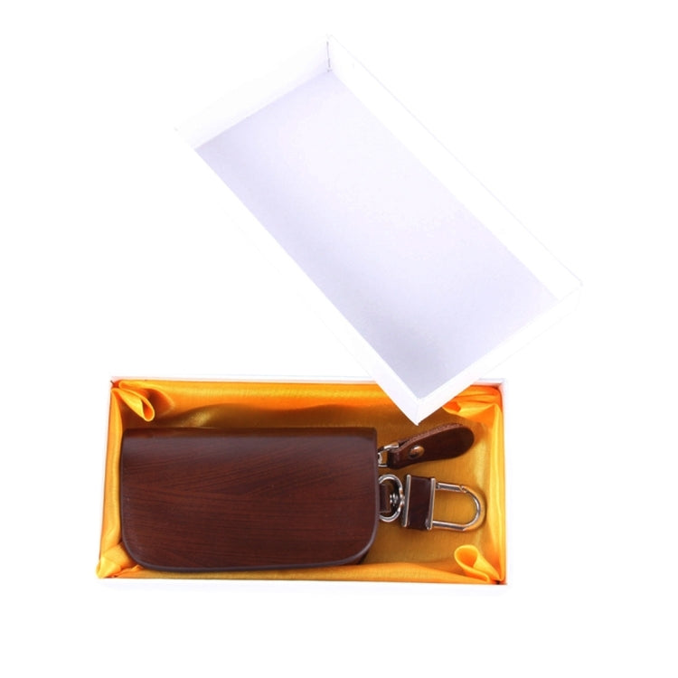 Universal Leather Wood Grain Texture Waist Hanging Zipper Wallets Key Holder Bag (No Include Key)