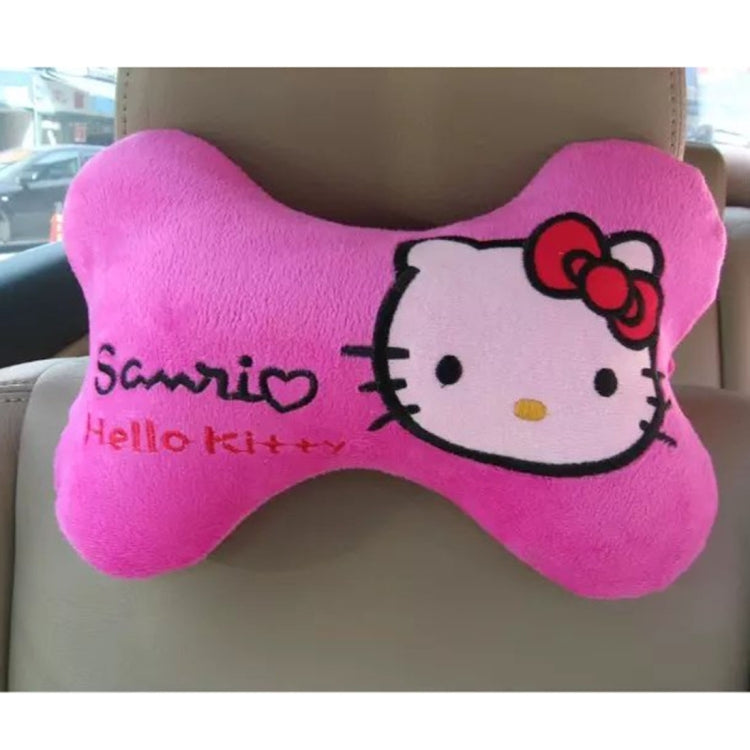 2PCS Car Headrest Cartoon Bone Pillow (Specification:Hello Kitty)(Pink)