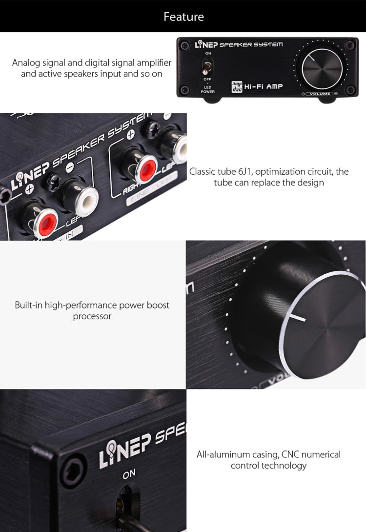 A937 Mini Mixer Karaoke System Valve 6J1 Audio Process Stereo HiFi Pre-Amplifier(Black)