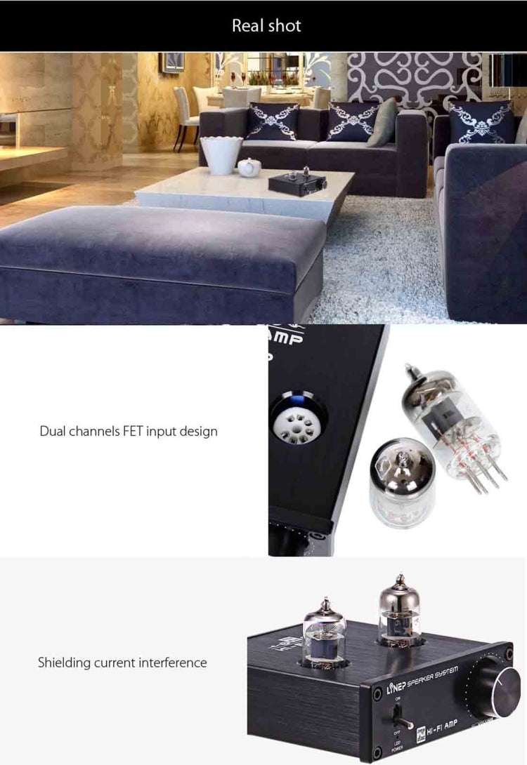 A937 Mini Mixer Karaoke System Valve 6J1 Audio Process Stereo HiFi Pre-Amplifier(Black)