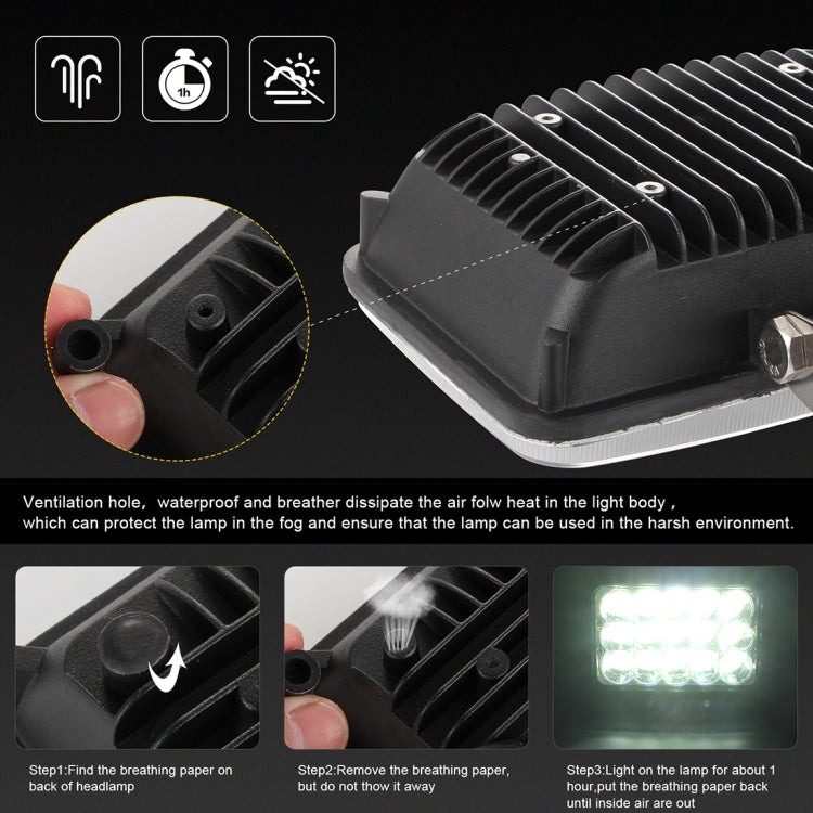 5 inch 4X6 H4 15W DC 9-30V 1500LM IP67 Car Truck Off-road Vehicle LED Work Lights / Headlight, with 15LEDs Lamps and Holder