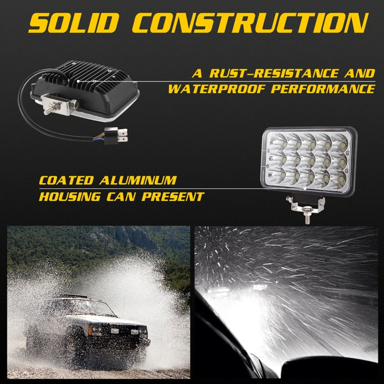 5 inch 4X6 H4 15W DC 9-30V 1500LM IP67 Car Truck Off-road Vehicle LED Work Lights / Headlight, with 15LEDs Lamps and Holder