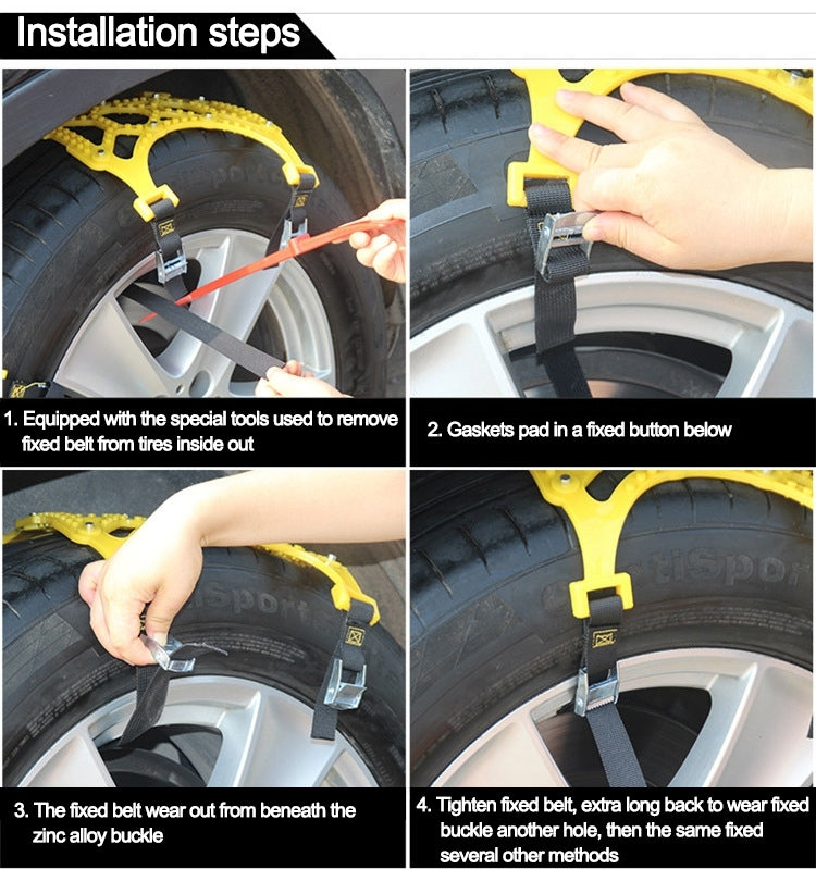 Size M Car Snow Tire Anti-skid Chains Yellow Chains  6pcs/set For 1 Car With Black Bag Packaging