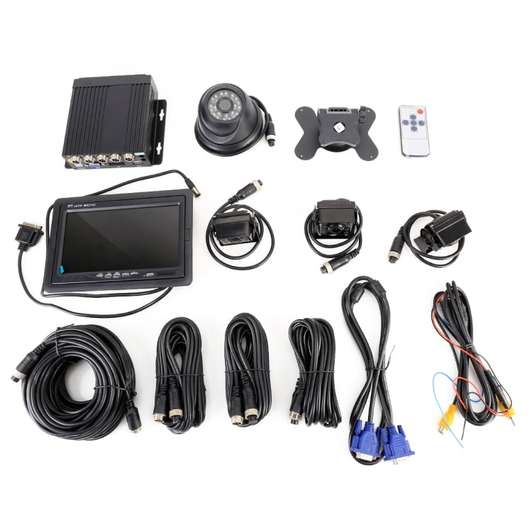 Truck 360 Degree Real-time Monitoring 4 CH SD Real-time 720P 1280*720 Pixels SD Mobile DVR, Support SD Card(Max 128G), with Monitor