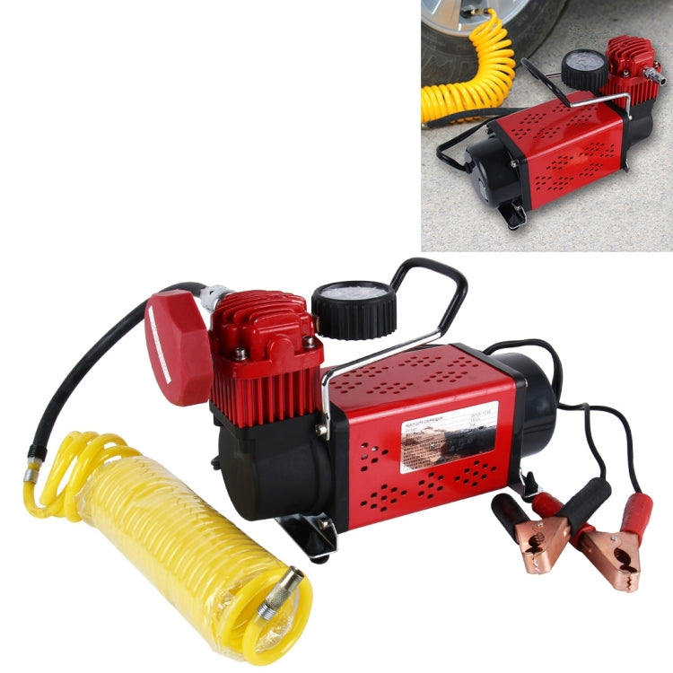 Air Compressor with Pressure Gauge And Three Nozzle Adapters, Portable Metal Cylinder Tire Inflator Compressor for Trucks Cars Vans Air Mattress Balls 120 PSI 72L/min Voltage DC 13.8V, Amperage Draw 30A