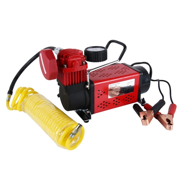 Air Compressor with Pressure Gauge And Three Nozzle Adapters, Portable Metal Cylinder Tire Inflator Compressor for Trucks Cars Vans Air Mattress Balls 120 PSI 72L/min Voltage DC 13.8V, Amperage Draw 30A