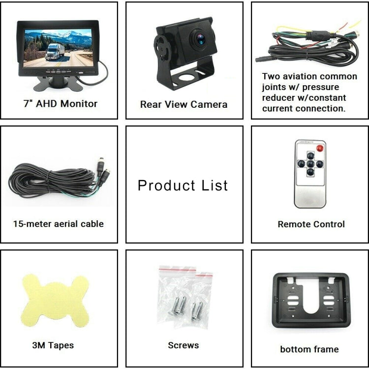 PZ612-AHD IP67 120 Degree Car AHD 1080P 2 Megapixels 7 inch 1-Way Rearview Mirror Monitor, Night Vision Full Color