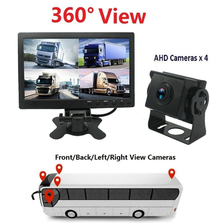 PZ612-4AHD IP67 120 Degree Car AHD 1080P 2 Megapixels 10 inch 4-Way Rearview Mirror Monitor, Night Vision Full Color, with Video Function