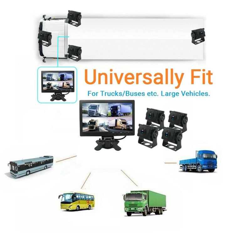 PZ612-4AHD IP67 120 Degree Car AHD 1080P 2 Megapixels 10 inch 4-Way Rearview Mirror Monitor, Night Vision Full Color, with Video Function